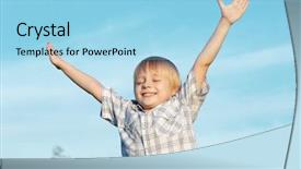  Presentation with praise - Presentation theme with praise thankfulness - little boy with stretched hands background and a light blue colored foreground