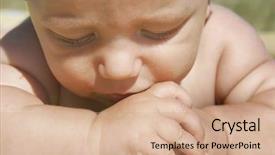  Presentation with praise - PPT layouts having praise thankfulness - portrait of a thoughtful baby background and a coral colored foreground