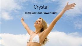  Presentation with praising god - Amazing presentation design having praise thankfulness - portrait of happy girl backdrop and a light blue colored foreground