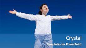  Presentation with praise - Beautiful slide set featuring praise worship - girl holding arms up backdrop and a teal colored foreground