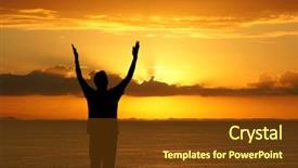  Presentation with praise - Amazing slide set having praise worship - man with his hands up backdrop and a tawny brown colored foreground