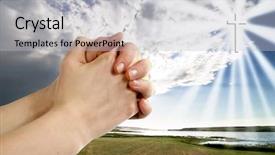  Presentation with praise - PPT theme consisting of praise worship - pair of hands background and a light gray colored foreground