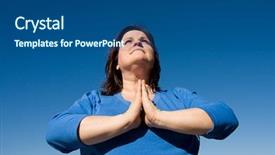  Presentation with sky blue - Beautiful theme featuring praise worship - woman praying outdoors backdrop and a ocean colored foreground