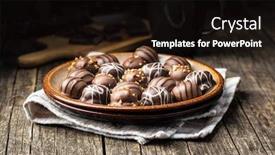  Presentation with praline - PPT layouts consisting of praline-bonbons-chocolate-truffles background and a wine colored foreground