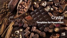  Presentation with praline - Slides with praline chocolate on wooden backgroud background and a  colored foreground