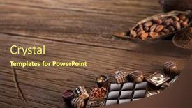 Presentation with praline - PPT layouts featuring praline chocolate on wooden backgroud background and a tawny brown colored foreground