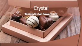  Presentation with rustic - PPT theme with pralines - box filled with chocolates background and a red colored foreground