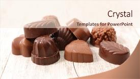  Presentation with christmas chocolate - Slide set featuring pralines - chocolate praline for christmas background and a lemonade colored foreground