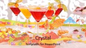  Presentation with birthday invitation - Beautiful slides featuring pralines and coctails birthday party backdrop and a coral colored foreground