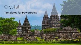  Presentation with java island - Slide deck having prambanan-temple-near-yogyakarta background and a light blue colored foreground