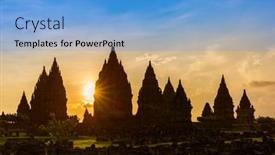  Presentation with java island - Colorful theme enhanced with prambanan-temple-near-yogyakarta backdrop and a light blue colored foreground
