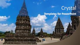  Presentation with java island - Colorful presentation theme enhanced with prambanan-temple-near-yogyakarta backdrop and a teal colored foreground
