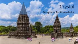  Presentation with java island - Presentation theme with prambanan-temple-near-yogyakarta background and a light blue colored foreground