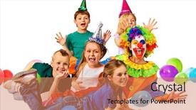  Presentation with children birthday - Slide deck featuring prank kid holiday cakes celebratory background and a coral colored foreground