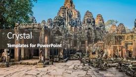  Presentation with cambodia - PPT theme featuring prasat bayon temple angkor thom cambodia background and a tawny brown colored foreground