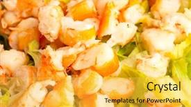  Presentation with prawn - Slides featuring prawn and lettuce salad background and a yellow colored foreground