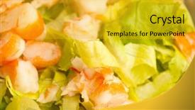  Presentation with prawn - Presentation theme enhanced with prawn and lettuce salad background and a gold colored foreground