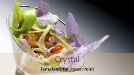  Presentation with goblet - Presentation design having prawn cocktail served in a crystal goblet background and a coral colored foreground