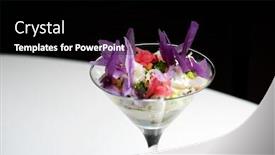  Presentation with goblet - Audience pleasing slide deck consisting of prawn cocktail served in a crystal goblet backdrop and a black colored foreground