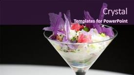  Presentation with goblet - Theme with prawn cocktail served in a crystal goblet background and a violet colored foreground