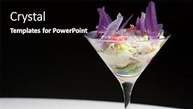  Presentation with goblet - Slide set having prawn cocktail served in a crystal goblet background and a black colored foreground