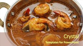  Presentation with prawn - Presentation having prawn curry indian food background and a tawny brown colored foreground