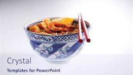  Presentation with prawn - Audience pleasing PPT theme consisting of prawn-curry-vermicelli backdrop and a sky blue colored foreground
