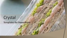  Presentation with prawn - Presentation theme enhanced with prawn marie rose and salad sandwich on granary bread with an apple and orange juice background and a coral colored foreground