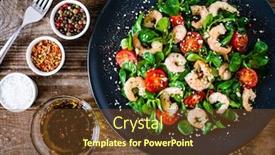  Presentation with prawn - PPT theme with prawn-salad-on-wooden-table background and a tawny brown colored foreground