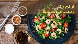  Presentation with prawn - Beautiful PPT theme featuring prawn-salad-on-wooden-table backdrop and a tawny brown colored foreground