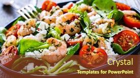  Presentation with prawn - Audience pleasing PPT theme consisting of prawn-salad-on-wooden-table backdrop and a tawny brown colored foreground