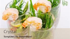  Presentation with prawn - PPT theme enhanced with prawn salad served in the glasses background and a yellow colored foreground
