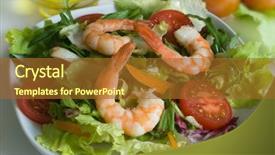  Presentation with prawn - PPT theme consisting of prawn salad with mixed greens tomatoes peppers and shrimp background and a tawny brown colored foreground