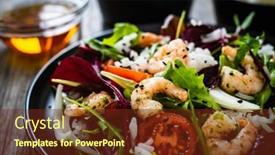  Presentation with prawn - Colorful slide set enhanced with prawn-salad-with-white-rice backdrop and a tawny brown colored foreground