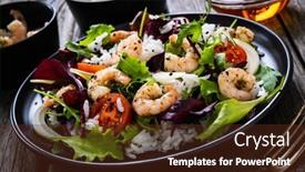 Presentation with prawn - Audience pleasing PPT theme consisting of prawn-salad-with-white-rice backdrop and a tawny brown colored foreground