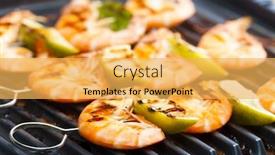  Presentation with prawn - PPT theme consisting of prawn skewers with lime on electric grill background and a yellow colored foreground