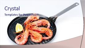  Presentation with prawn - Audience pleasing PPT theme consisting of prawn white - cooked shrimps backdrop and a sky blue colored foreground