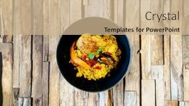  Presentation with prawn - PPT theme enhanced with prawn-with-rice-close-up background and a coral colored foreground