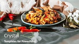  Presentation with spanish food - Slides having prawn-with-rice-closeup background and a gray colored foreground