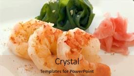  Presentation with biology seaweed - Beautiful slides featuring prawn with seaweed salad backdrop and a gold colored foreground