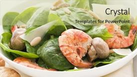  Presentation with prawn - Audience pleasing slides consisting of shrimp crackers - prawn with spinach backdrop and a mint green colored foreground