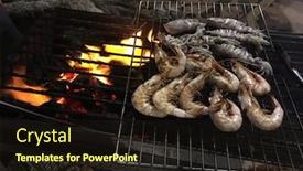  Presentation with bbq - Theme enhanced with prawns being cooked on the bbq background and a wine colored foreground
