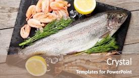  Presentation with spices - Cool new slide set with prawns fish - fresh raw sea food backdrop and a coral colored foreground