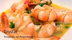  Presentation with agriculture olive oil - Colorful PPT theme enhanced with prawns fried with olive oil and butter backdrop and a yellow colored foreground