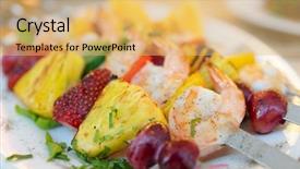  Presentation with cajun - Slides having prawns grilled with fruits - cajun background and a  colored foreground