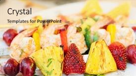  Presentation with cajun - Presentation design consisting of prawns grilled with fruits - cajun background and a  colored foreground