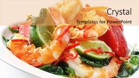  Presentation with lemon lime - Beautiful slides featuring prawns grilled with spinach bell pepper chili lemon zest and lime delicious healthy eating backdrop and a yellow colored foreground