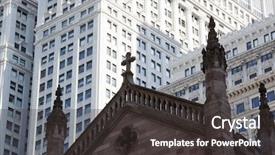  Presentation with city church - Colorful slide set enhanced with pray america - tops of spires of trinity backdrop and a dark gray colored foreground