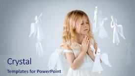  Presentation with angels - PPT theme with pray children - angels in the studio isolated background and a lemonade colored foreground