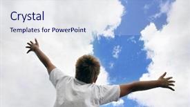  Presentation with children hands - Presentation theme consisting of pray children - boy with the open hands background and a sky blue colored foreground